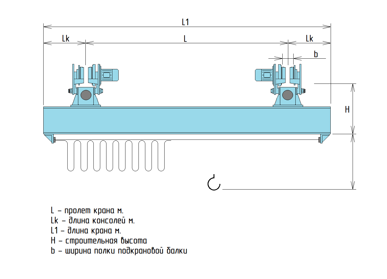 Подвесной кран 2 т с пролетом 3 м